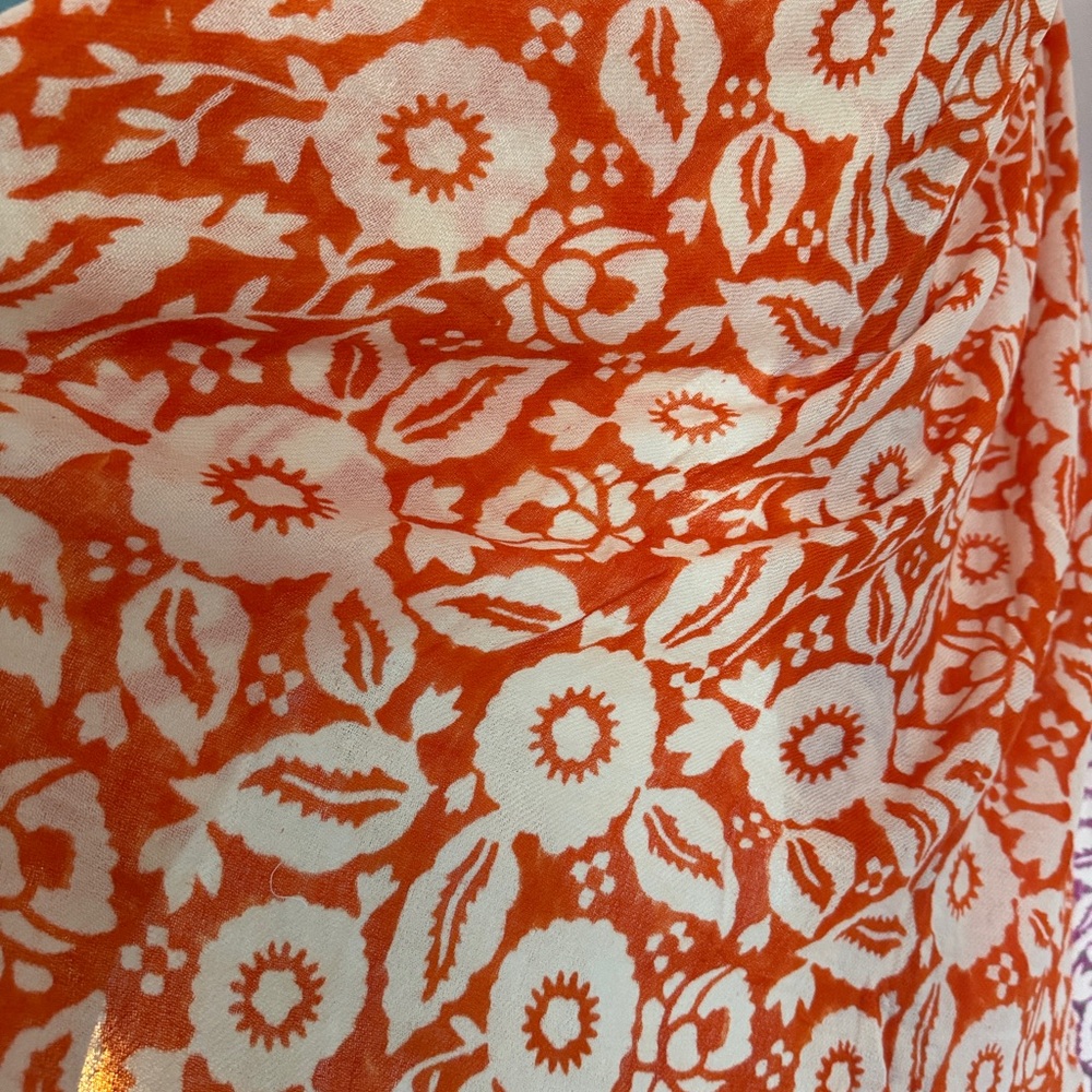 Roberta Roller Rabbit Floral Purple Orange Wrap Scarf - Picture 5 of 7